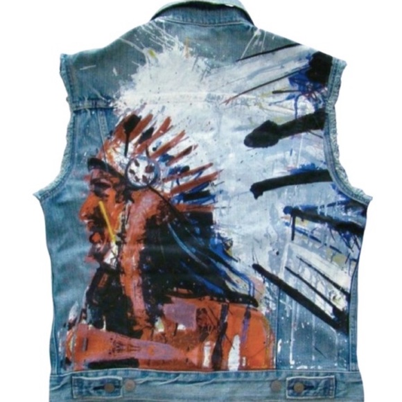 DENIM & SUPPLY RALPH LAUREN Hand Painted Tailored Denim Vest - Picture 4 of 12